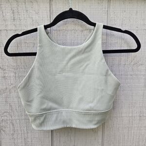 Lululemon Green Fern High Neck Energy Longline Ribbed Sports Bra 8 W2CK9S